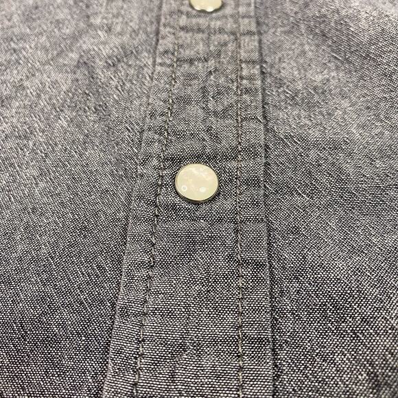 Deus Ex Machina Shirt Mens S Grey Long Sleeve Chambray Pearl Snap Moto Work - Picture 5 of 15